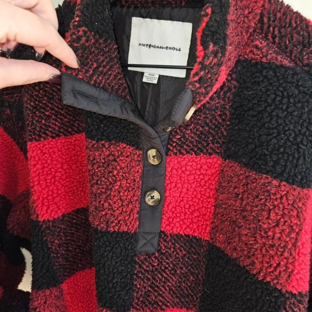 American Eagle Oversized Plaid Sherpa Jacket - Picture 4 of 9